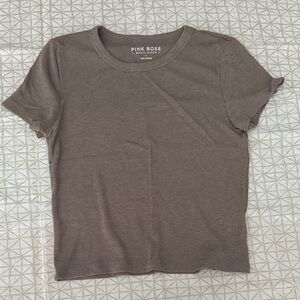 Pink Rose Women's Taupe Short Sleeve Tee